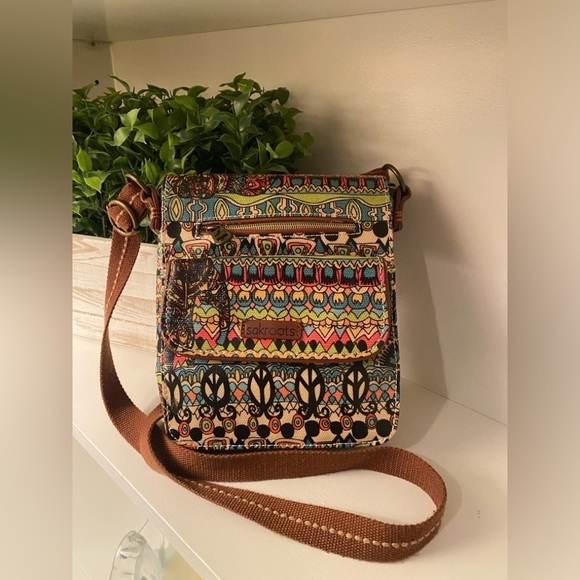 Sakroots Boho Festival Coated Canvas Small Flap Messenger Crossbody Bag Purse - Picture 2 of 16